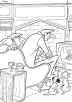 coloriage 101 dalmatiens et les voleurs devant la tele